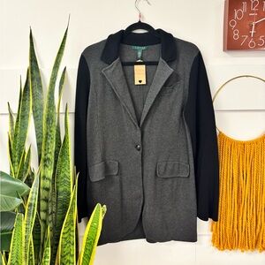 Lauren Ralph Lauren Charcoal Blazer with Black Collar